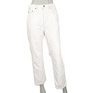 GRLFRND the Linda Pop Crop Jeans in White Albedo Distressed Ripped Women's 28